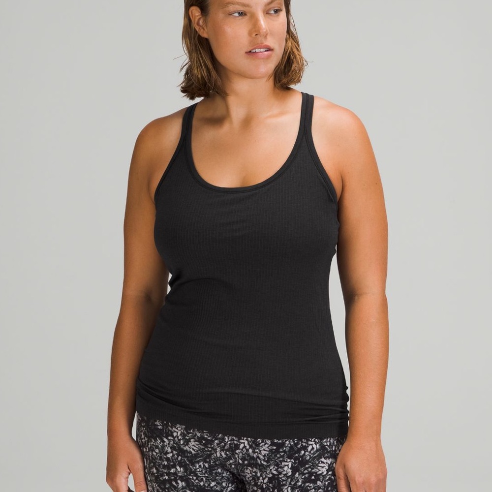 Lululemon ebb to street black tank top, size 6